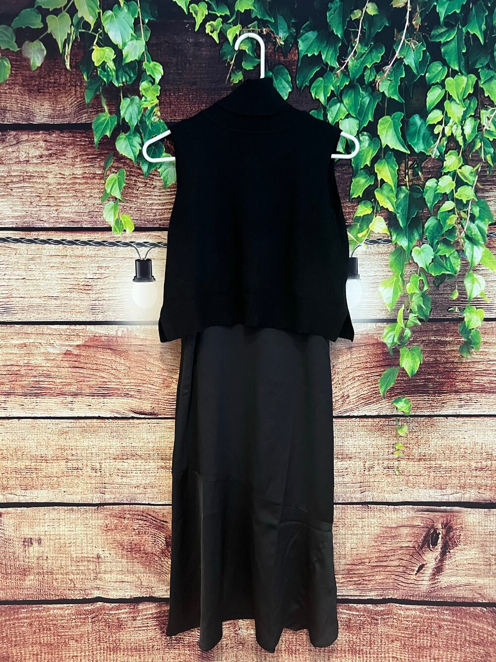 Sam Edelman Turtleneck Sweater with Slip Dress Midi Homecoming Prom Black Sz 0